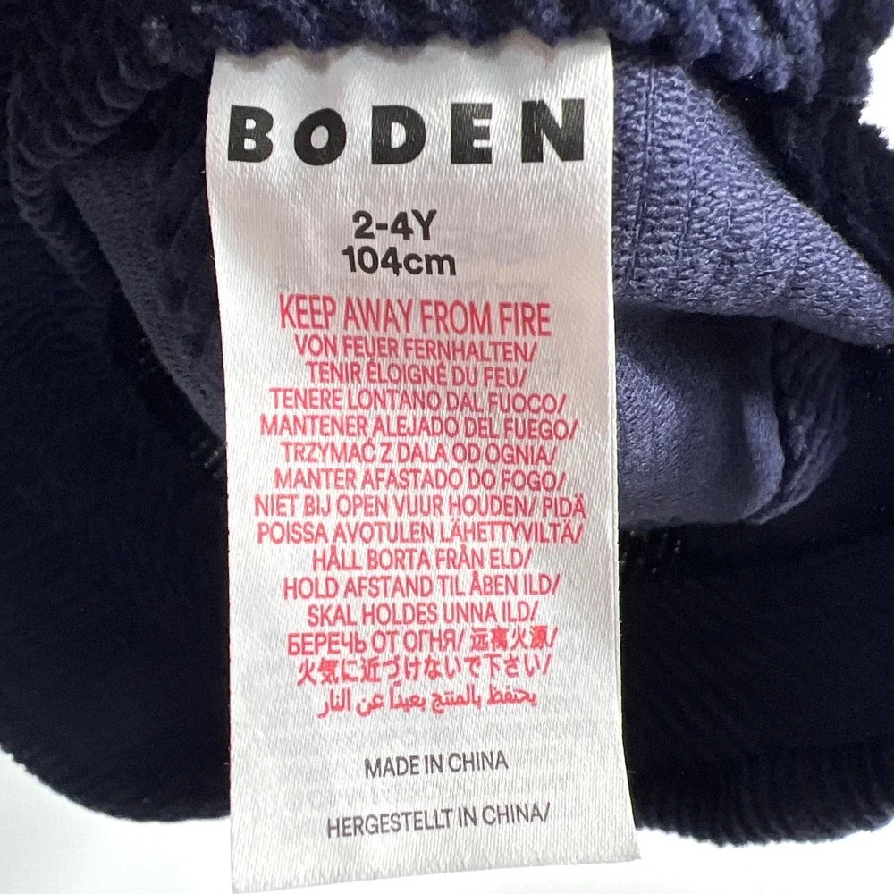 Boden Kids Navy Blue Corduroy Baseball Cap Hat 2-4Y 104cm Adjustable EUC